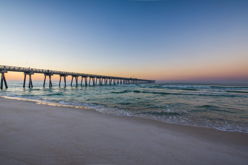 Panama City Beach pier at sunset